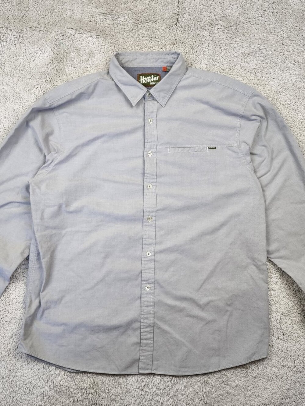 Howler Brothers Mens Size XL Grey Solid Button Shirt Fishing Austin Texas USA